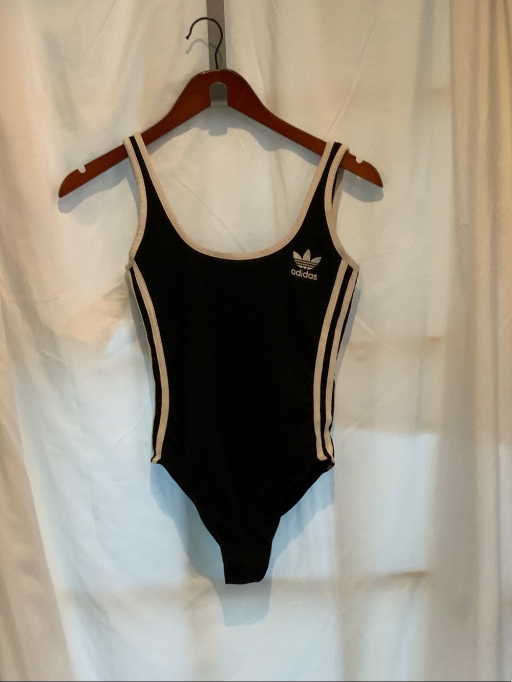 adidas Black One-Piece Swimsuit with White Trim